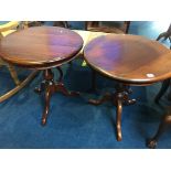 Pair of mahogany tripod tables