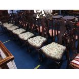 Set of six reproduction mahogany dining chairs