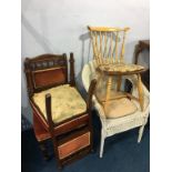 Pair of Edwardian chairs, a kitchen chair and a Lloyd Loom chair (4)