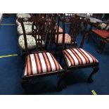 Pair of reproduction mahogany dining chairs