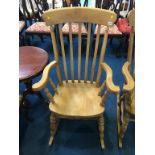 Beech slat back rocking chair