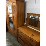 Edwardian satinwood wardrobe and dressing chest