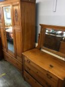 Edwardian satinwood wardrobe and dressing chest