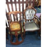 Italian style carver and a pair of mahogany chairs