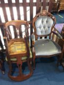 Italian style carver and a pair of mahogany chairs