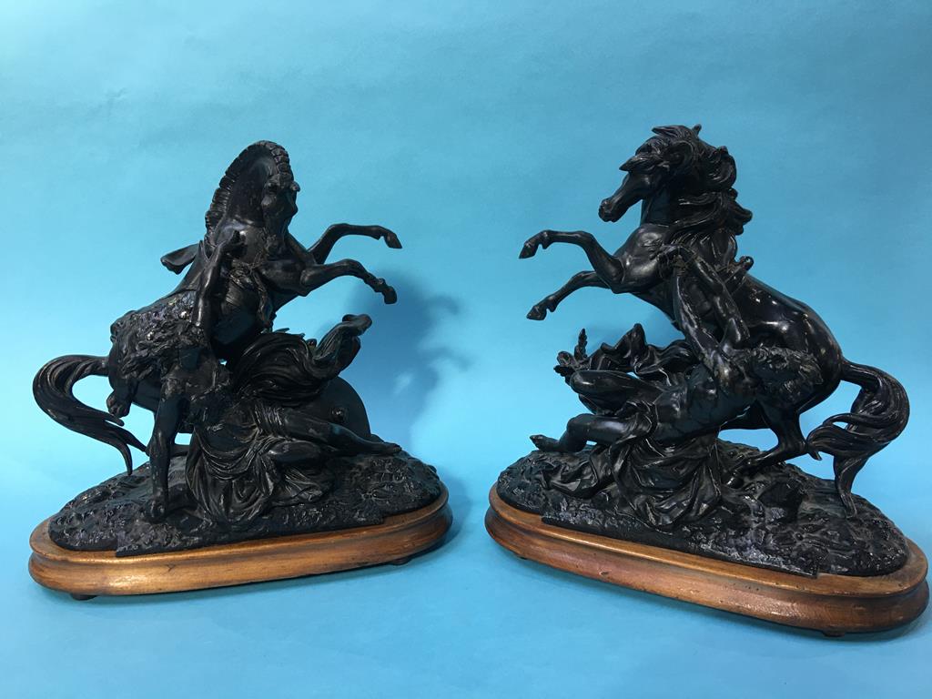 Impressive pair of Spelter figure groups