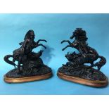 Impressive pair of Spelter figure groups