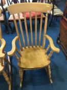 Beech slat back rocking chair