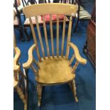 Beech slat back rocking chair