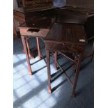 Pair of reproduction Georgian style side tables, with candle slides