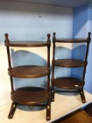 Pair of mahogany three tier stands