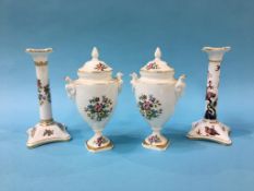 Pair of Coalport vases and two Coalport candlesticks