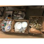 Five boxes of assorted china and glassware etc.