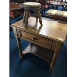 Pine hall table and a stool