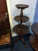 Reproduction mahogany three tier dumb waiter