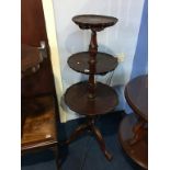 Reproduction mahogany three tier dumb waiter