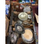 Three trays of assorted silver plate etc.