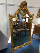 Large gilt framed mirror, 87cm x 158cm