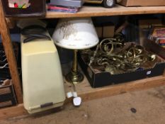 Assorted brassware and a sewing machine