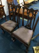 Pair of reproduction mahogany dining chairs