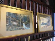 Two gilt framed watercolours, Albert Pollitt, 'Axwell Park' and 'Marsden Rock', 73cm x 55cm