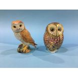 Beswick owl and a Royal Crown Derby owl paperweight (with gold stoppers)