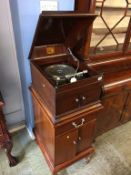 Mahogany gramophone cabinet, fitted with a Garrard turn table