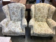 Pair of Georgian style wing armchairs