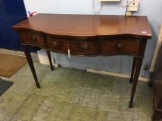 Reproduction mahogany serpentine serving table, 124cm wide x 56cm deep x 87cm high