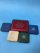 Royal Mint UK 1 pound silver proof set and four others