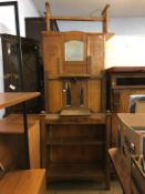 Oak wardrobe, hall stand and a coffee table