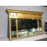 Reproduction Regency style over mantle mirror, 122cm x 82cm