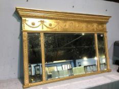 Reproduction Regency style over mantle mirror, 122cm x 82cm