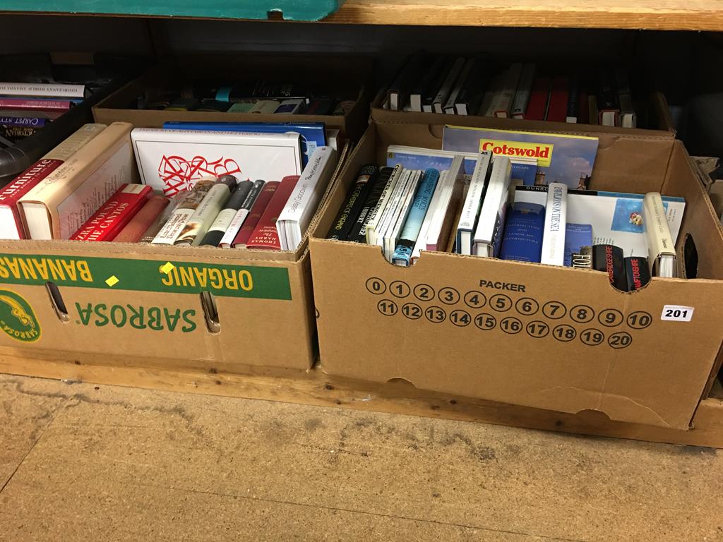 Four boxes of books, assorted