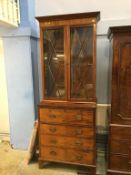 Mahogany secretaire bookcase, 84cm wide x 47cm deep x 222cm high