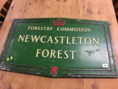 Cast aluminium sign 'Newcastleton Forest'