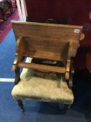 Edwardian chair, bowl and an oak shelf