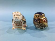 Two Royal Crown Derby paperweights, owl with gold stopper