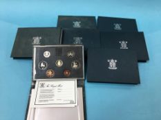 Seven Royal Mint 'Proof coin collections'