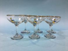 Six Babycham glasses