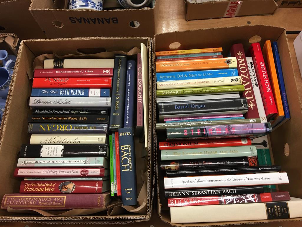 Two boxes of books, Music and Composers