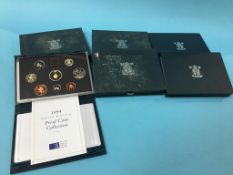 Six cased Royal Mint proof coin collections