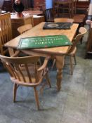 Pine kitchen table and four chairs