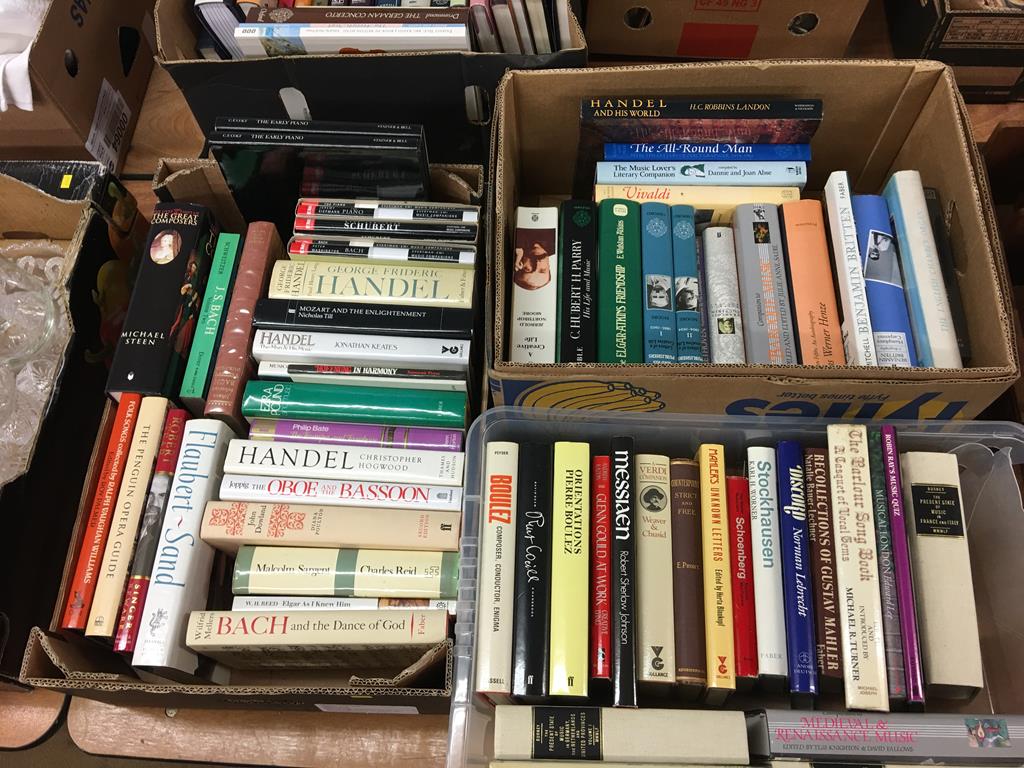 Three boxes of books, Music and Composers