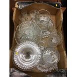 Assorted pressed and cut glass ware