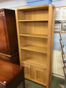 Modern oak bookcase, 80cm wide x 32cm deep x 188cm high