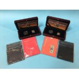 Cased Penny Black 170th anniversary stamp and coin sets, two stamp ingot collections, a Jubilee