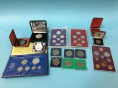 Collection of commemorative crowns, silver proof coins etc.