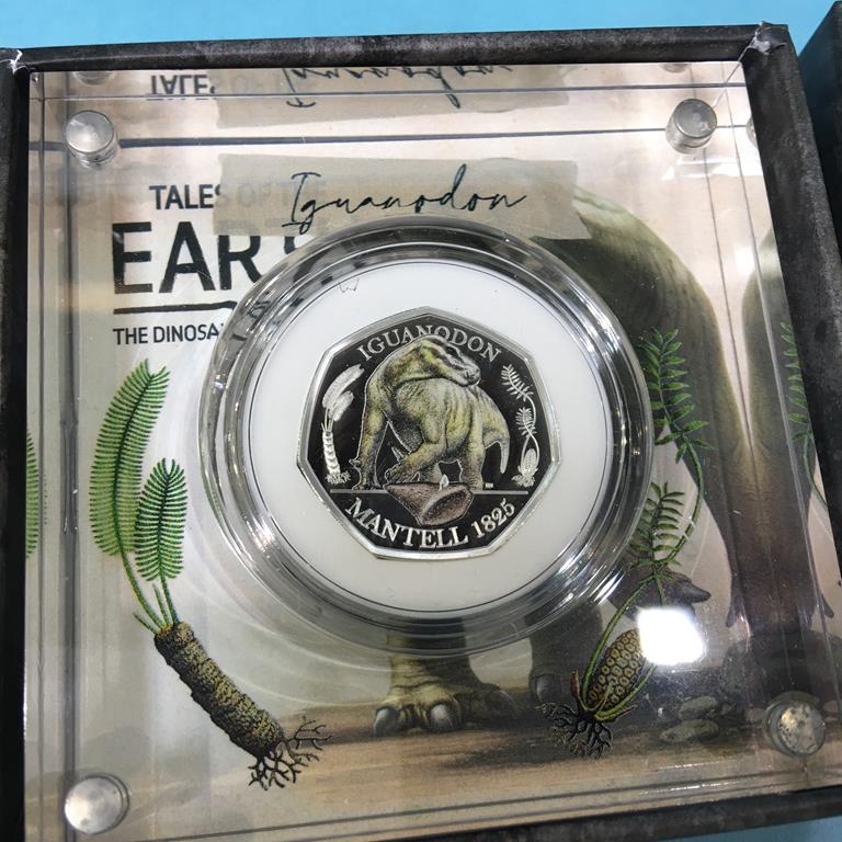 Six boxed Dinosauria collection silver proof coins - Image 3 of 4
