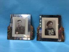 A pair of Barbola style hanging photo frames